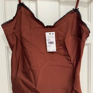 ASTR Chocolate Cami with Black Lace